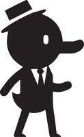 minimal carton marrant personnage, m. canard, silhouette, blanc Contexte 24 vecteur