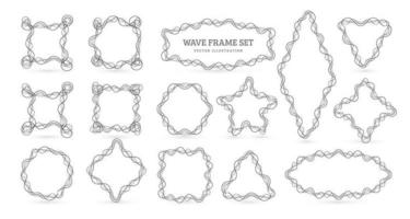 collection de cadres à partir de lignes enchevêtrées. trames de lignes pulsantes complexes pour égaliseur musical. formes géométriques définies à partir d'une boule de fil. bordures élégantes pour le texte, illustration vectorielle. vecteur