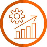 croissance ligne Orange cercle icône vecteur