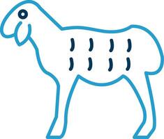 mouton ligne bleu deux Couleur icône vecteur