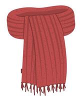 illustration de vêtements d'hiver. écharpe tricotée de vecteur rouge avec pour temps froid isolé sur fond blanc. image plate d'un vêtement pour le cou.