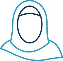 hijab ligne bleu deux Couleur icône vecteur
