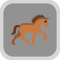 cheval plat rond coin icône vecteur