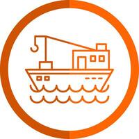 pêche bateau ligne Orange cercle icône vecteur