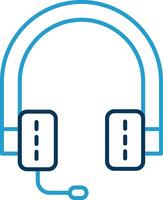 écouteurs ligne bleu deux Couleur icône vecteur