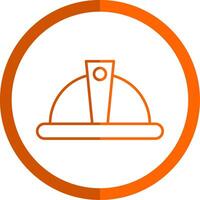 casque ligne Orange cercle icône vecteur