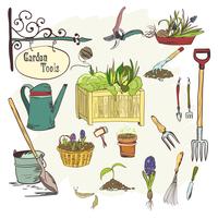 Sef d&#39;outils de jardinage vecteur