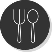 fourchette cuillère ligne gris cercle icône vecteur