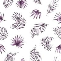 modèle sans couture de vecteur avec des feuilles de palmier violet sur fond blanc. toile de fond exotique de répétition tropicale d'été. ornement de la jungle.