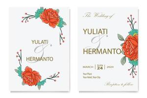 décoratif floral feuillage ornement pour mariage invitation vecteur