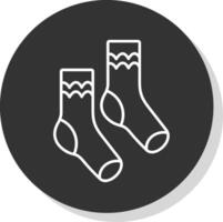 paire de chaussettes ligne gris cercle icône vecteur