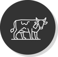 bétail agriculture ligne gris cercle icône vecteur