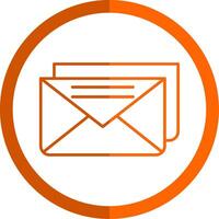 email ligne Orange cercle icône vecteur