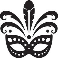 minimal carnaval masque icône silhouette, blanc arrière-plan, remplir avec noir vecteur