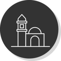 mosquée ligne gris cercle icône vecteur