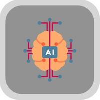 artificiel intelligence plat rond coin icône vecteur