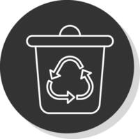 recycler poubelle ligne gris cercle icône vecteur