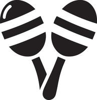 minimal maracas icône silhouette, blanc arrière-plan, remplir avec noir vecteur