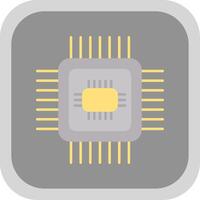 CPU plat rond coin icône vecteur