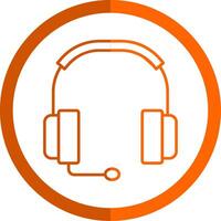 écouteurs ligne Orange cercle icône vecteur
