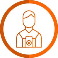 caméra homme ligne Orange cercle icône vecteur