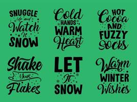 lot de conception de citations de lettrage de typographie d'hiver pour t-shirt et marchandise vecteur