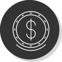 dollar symbole ligne gris cercle icône vecteur