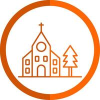 église ligne Orange cercle icône vecteur