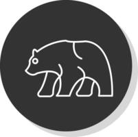 ours ligne gris cercle icône vecteur