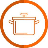 cuisine pot ligne Orange cercle icône vecteur