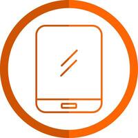 tablette ligne Orange cercle icône vecteur