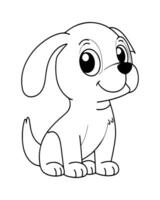 mignonne chien coloration pages, chien noir et blanc illustration vecteur