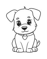 mignonne chien coloration pages, chien noir et blanc illustration vecteur