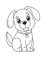 mignonne chien coloration pages pour enfants, chien illustration, chien noir et blanc vecteur