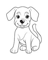 mignonne chien coloration pages pour enfants, chien illustration, chien noir et blanc vecteur