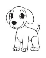 mignonne chien coloration pages pour enfants, chien illustration, chien noir et blanc vecteur