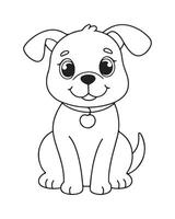 mignonne chien coloration pages, chien noir et blanc illustration vecteur