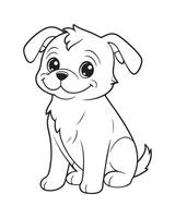 mignonne chien coloration pages, chien noir et blanc illustration vecteur