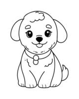 mignonne chien coloration pages pour enfants, chien illustration, chien noir et blanc vecteur