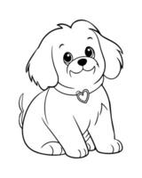 mignonne chien coloration pages pour enfants, chien illustration, chien noir et blanc vecteur