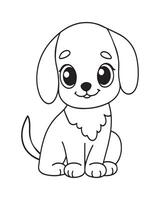 mignonne chien coloration pages, chien noir et blanc illustration vecteur