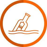message dans une bouteille ligne Orange cercle icône vecteur