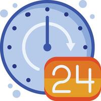 une l'horloge avec le mot 24 et une 24 heure vecteur