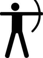 une noir et blanc silhouette de une homme en portant une arc vecteur