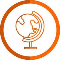 Terre globe ligne Orange cercle icône vecteur