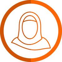 hijab ligne Orange cercle icône vecteur