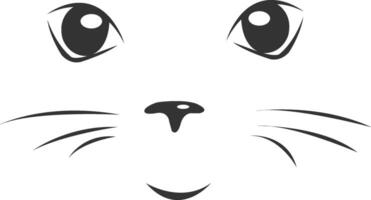 une noir et blanc dessin de une chats visage vecteur