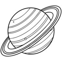 Saturne planète contour illustration numérique coloration livre page ligne art dessin vecteur