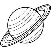 Saturne planète contour illustration numérique coloration livre page ligne art dessin vecteur