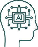 artificiel intelligence ligne pente rond coin icône vecteur